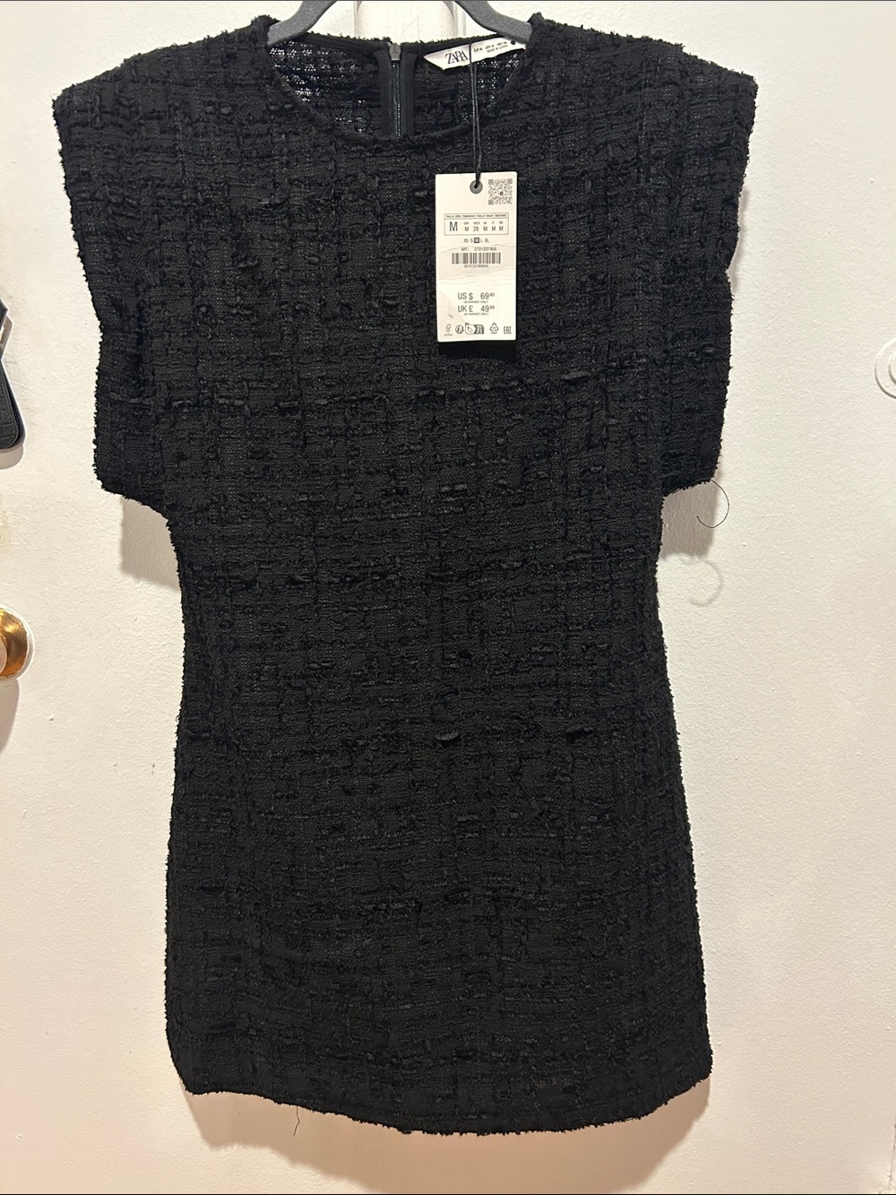 Zara Black Tweed Dress Size M, BNWT